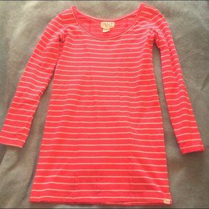 Billabong Pink Striped Long Sleeve Bodycon Dress